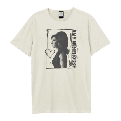 Vintage White - Front - Amplified Unisex Adult Side Profile Amy Winehouse T-Shirt