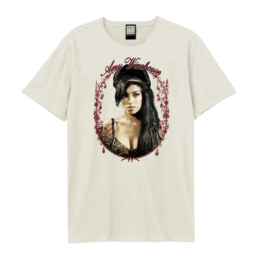 Vintage White - Front - Amplified Unisex Adult Amy Winehouse Floral Frame T-Shirt