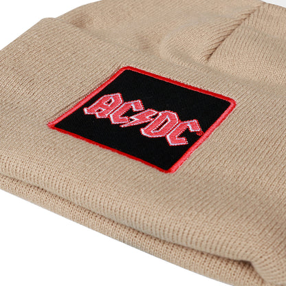 Khaki Brown - Back - Amplified AC-DC Logo Beanie
