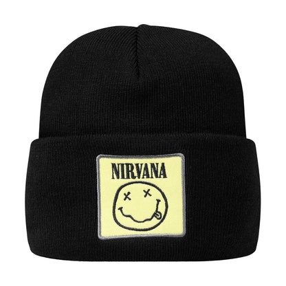 Black - Front - Amplified Nirvana Logo Beanie
