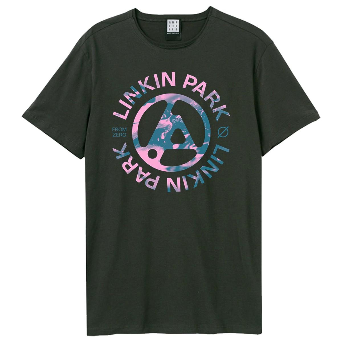 Charcoal - Front - Amplified Unisex Adult From Zero Camo Spill Linkin Park T-Shirt