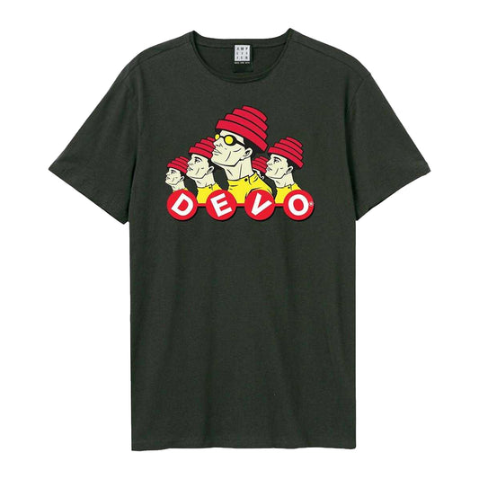 Charcoal - Front - Amplified Unisex Adult Dancing Letters DEVO T-Shirt