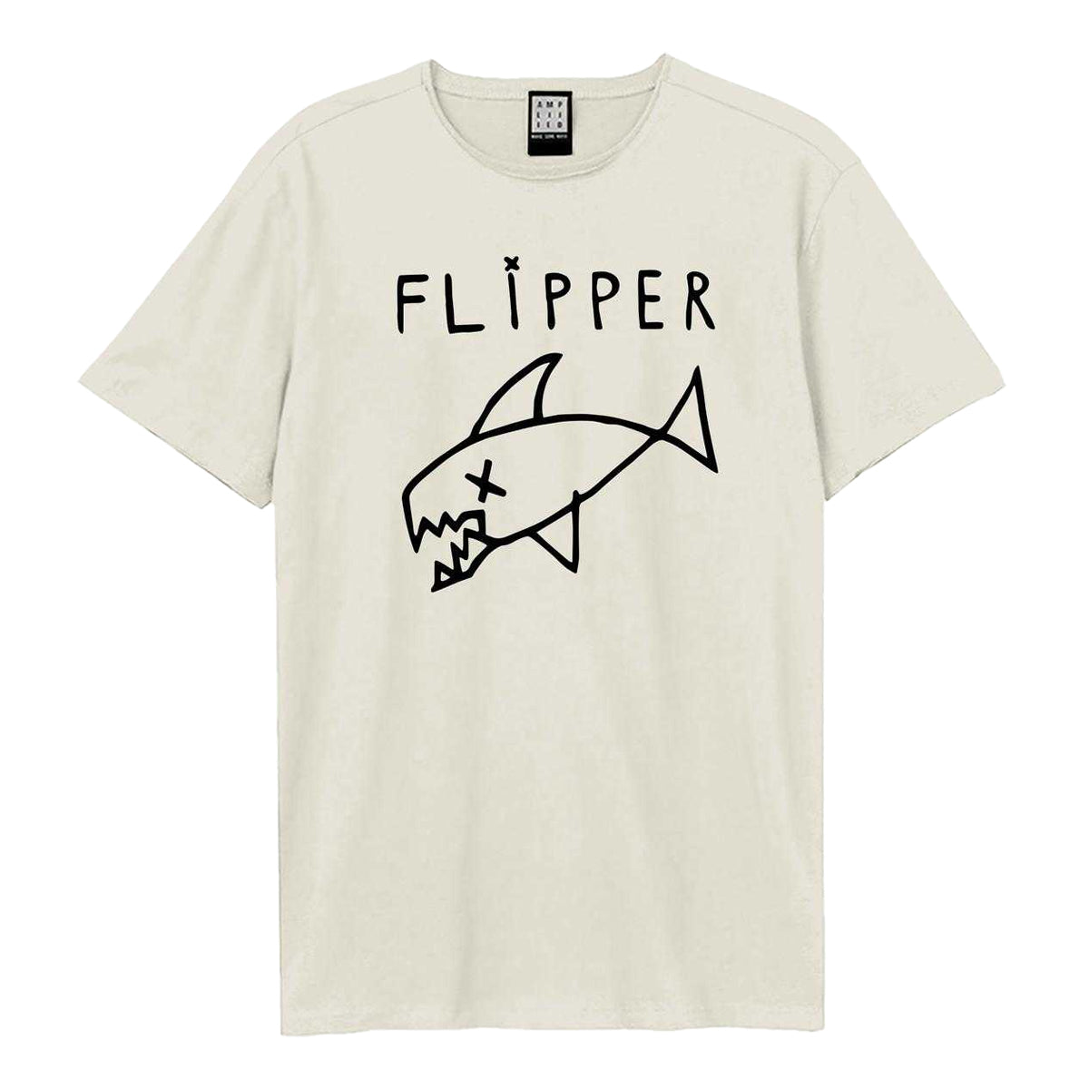 Vintage White - Front - Amplified Unisex Adult Flipper Logo T-Shirt
