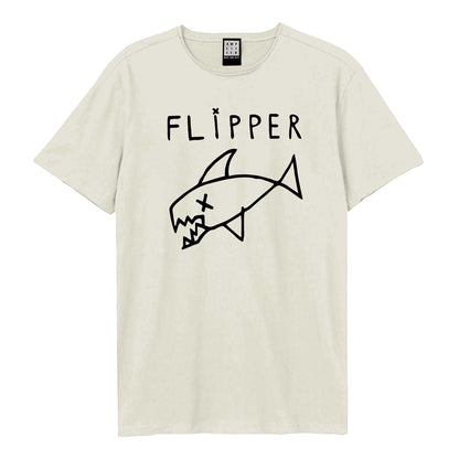 Vintage White - Front - Amplified Unisex Adult Flipper Logo T-Shirt