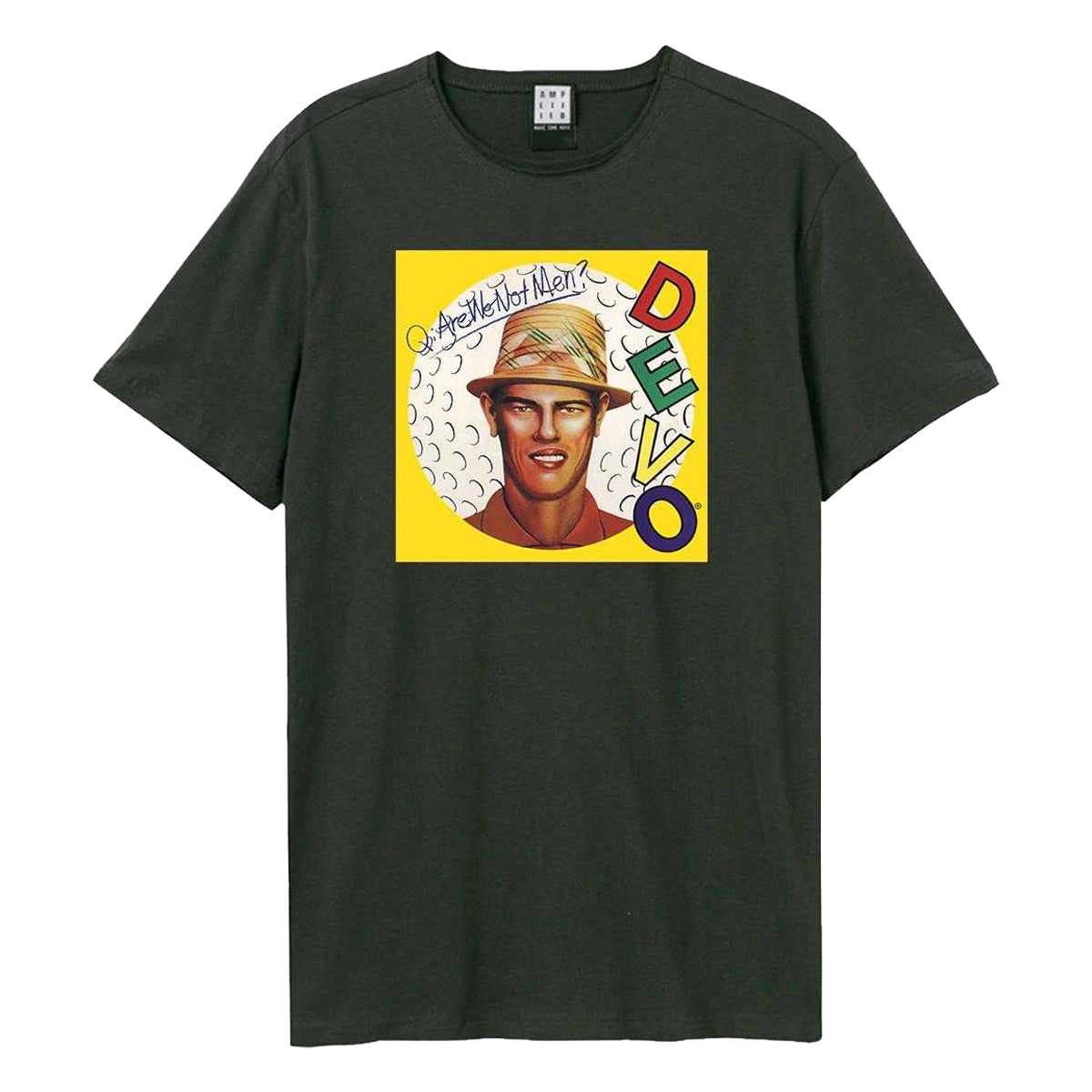 Charcoal - Front - Amplified Unisex Adult Are We Not Men DEVO T-Shirt