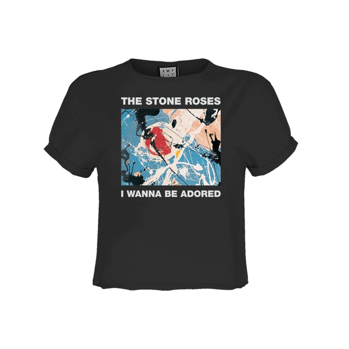 Charcoal - Front - Amplified Womens-Ladies I Wanna Be Adored The Stone Roses Crop T-Shirt