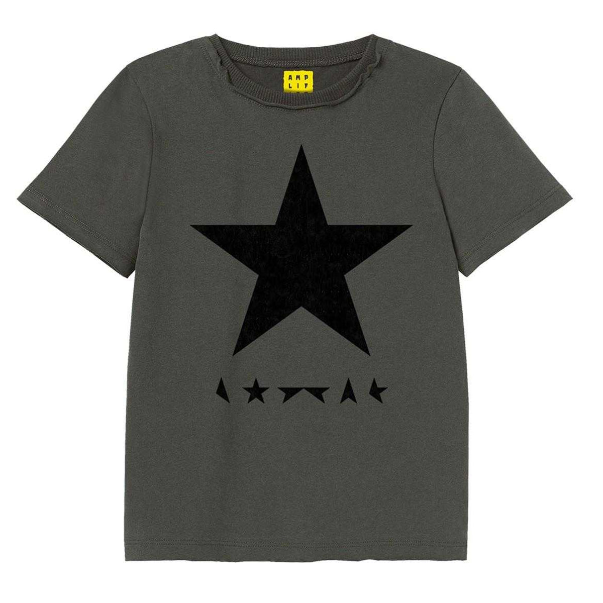Charcoal - Front - Amplified Childrens-Kids Black Star David Bowie T-Shirt