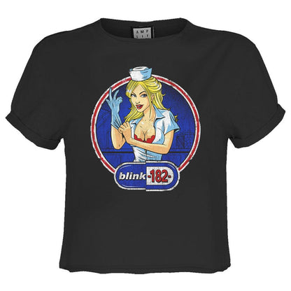 Charcoal - Front - Amplified Womens-Ladies Enema Of The State Blink 182 Crop Top