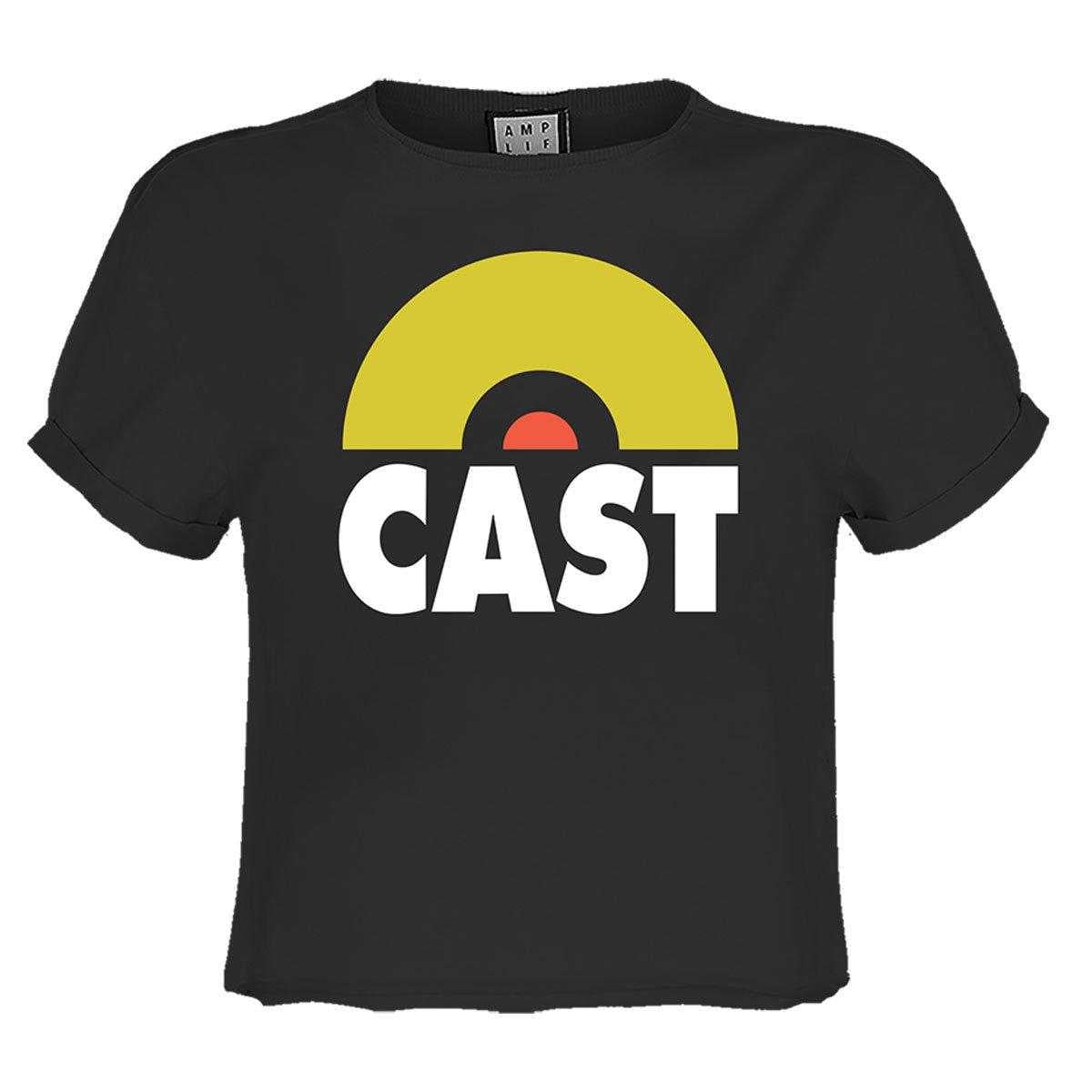 Charcoal-Yellow - Front - Amplified Womens-Ladies Cast Logo Crop Top