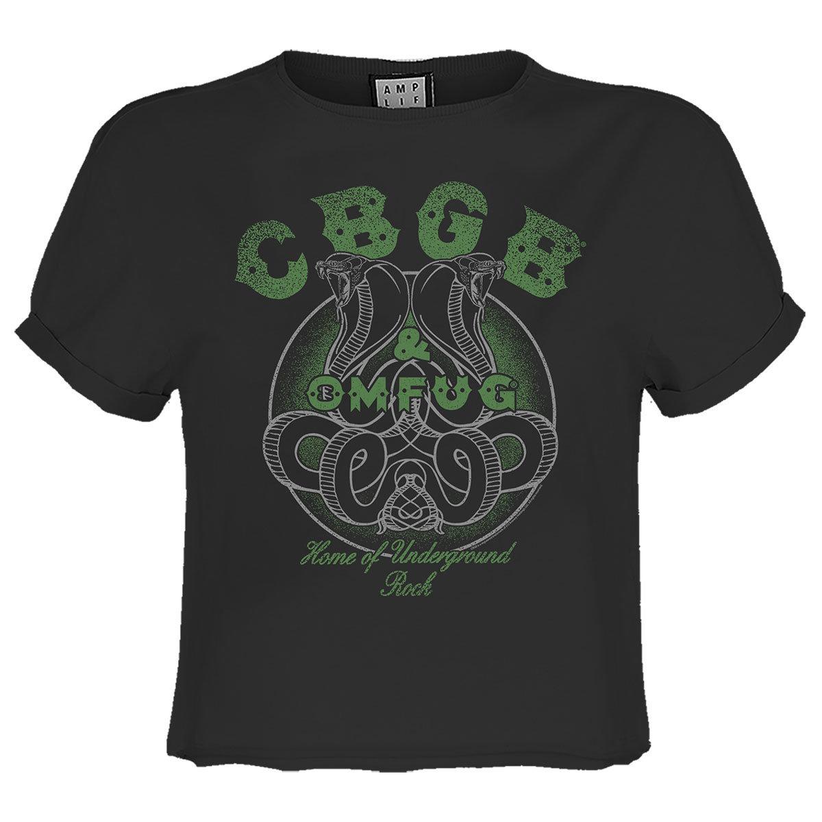 Charcoal - Front - Amplified Womens-Ladies CBGB Snake Logo Crop Top