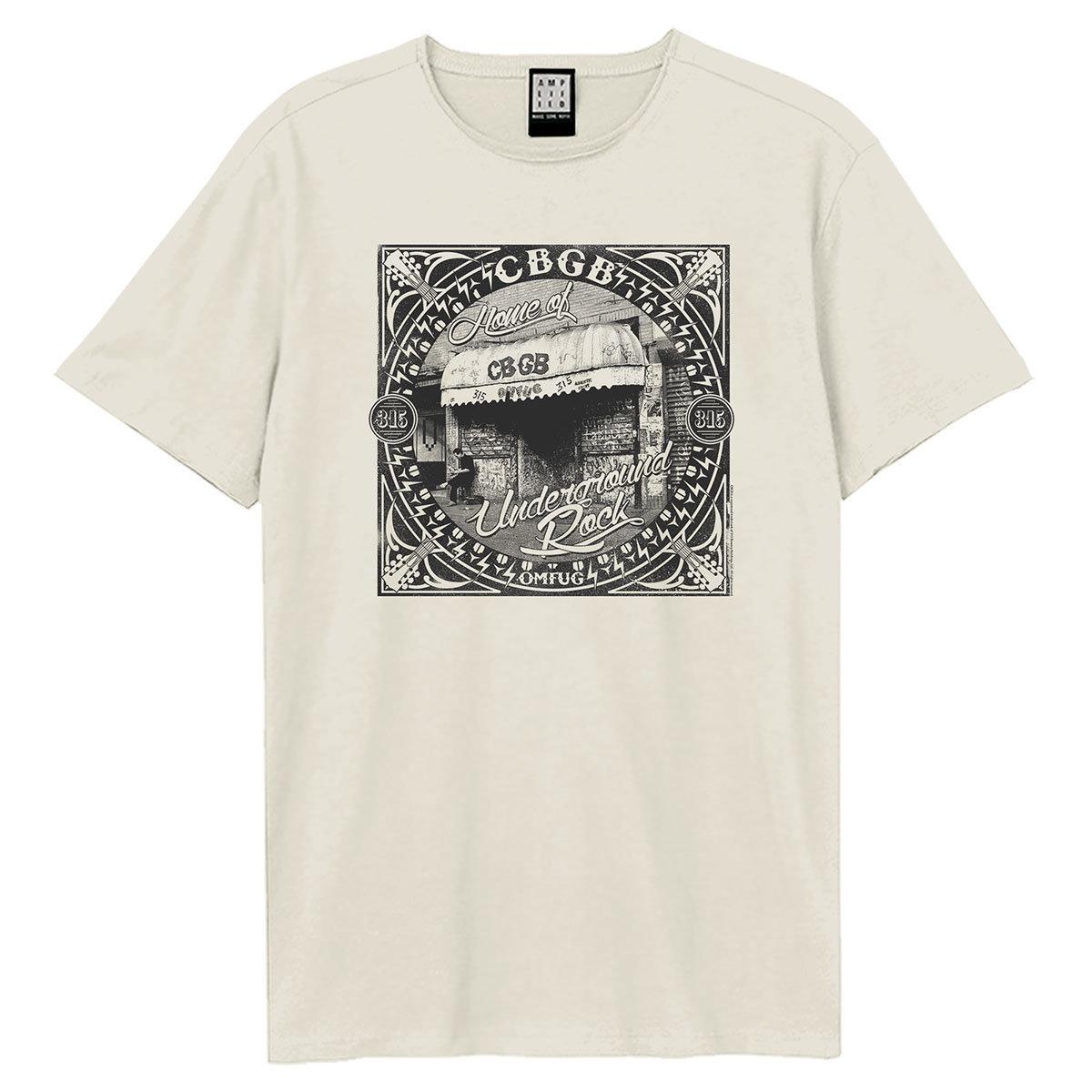 Vintage White - Front - Amplified Unisex Adult CBGB  Underground Rock T-Shirt