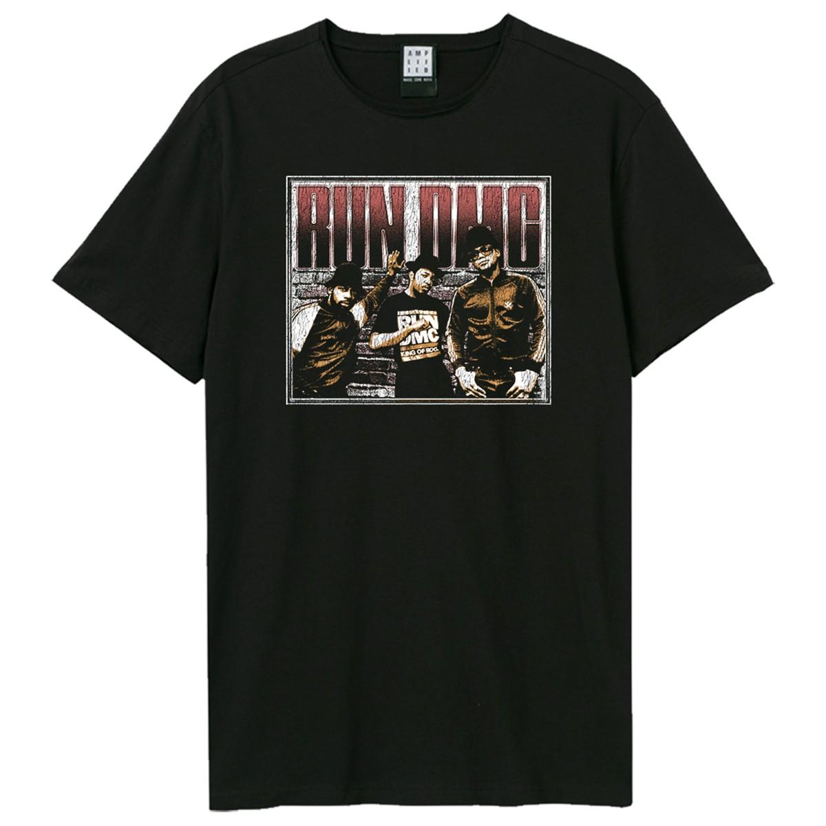 Black - Front - Amplified Unisex Adult Halved Threshed Run DMC T-Shirt