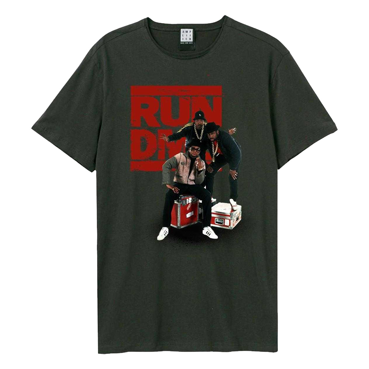 Charcoal - Front - Amplified Unisex Adult Crate Run DMC T-Shirt