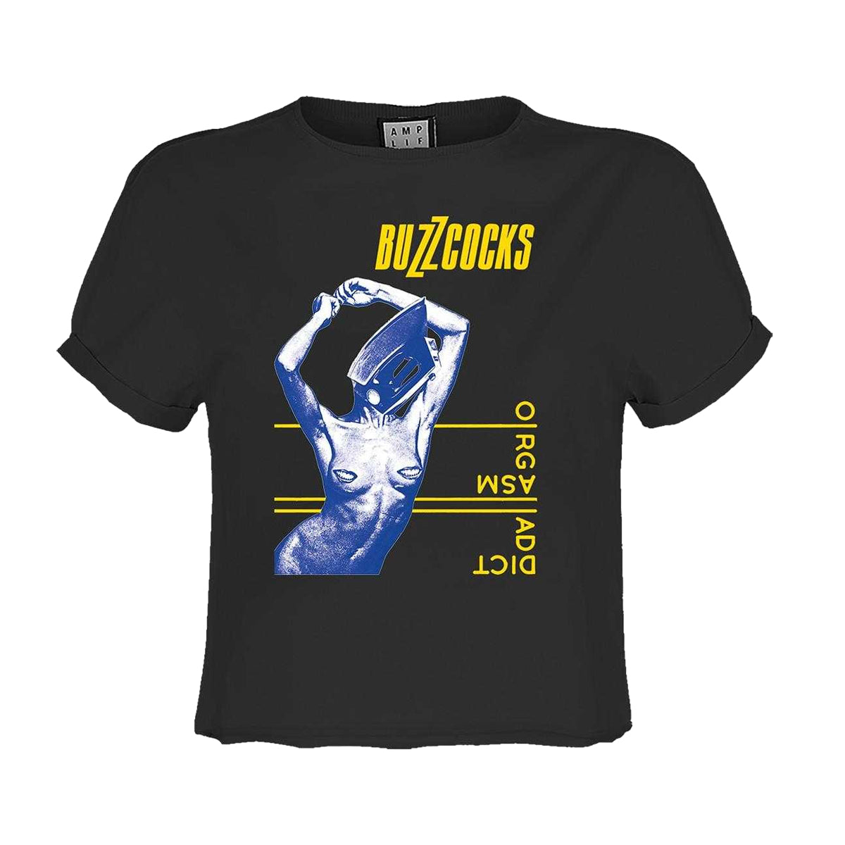 Charcoal - Front - Amplified Womens-Ladies Buzzcocks Orgasmatic Crop T-Shirt