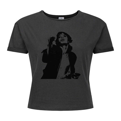 Charcoal - Front - Amplified Womens-Ladies Mick The Rolling Stones Crop Top