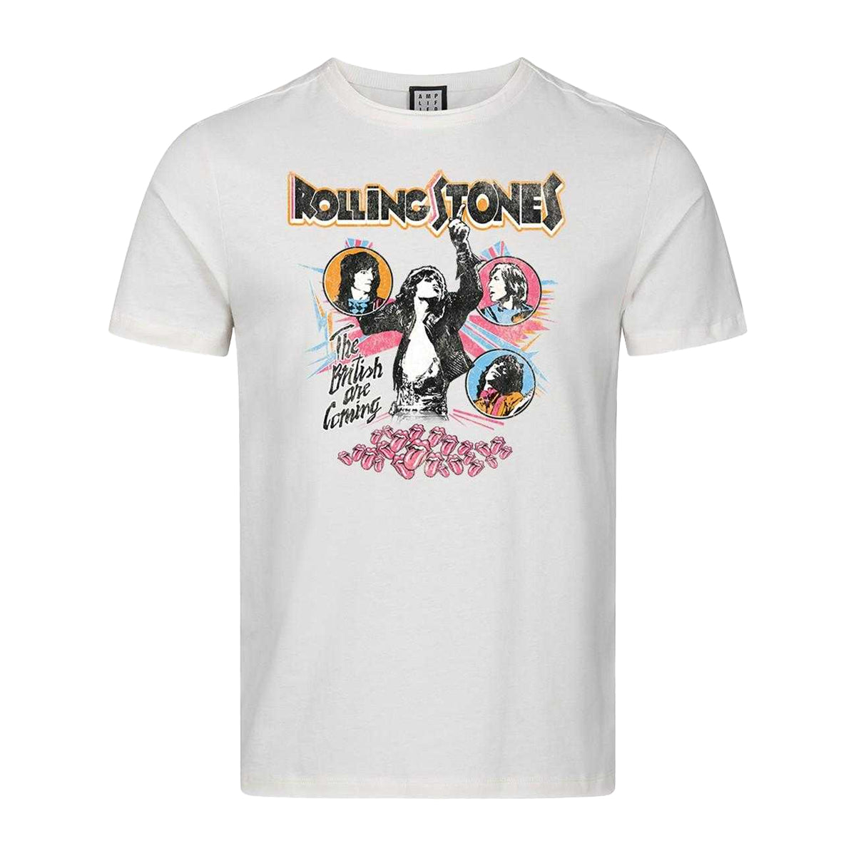 Vintage White - Front - Amplified Unisex Adult British Are Coming The Rolling Stones T-Shirt