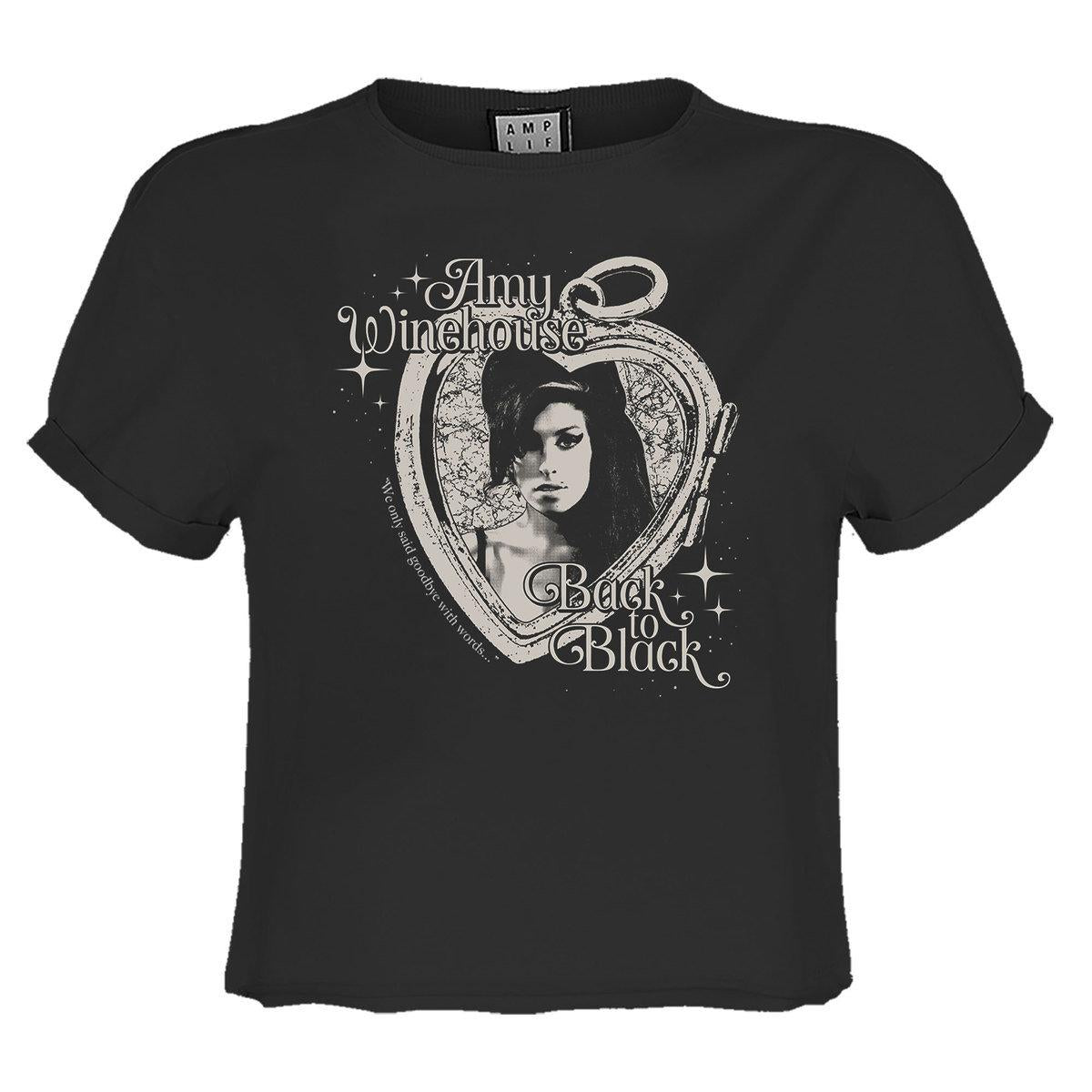 Charcoal - Front - Amy Winehouse Womens-Ladies Heart Frame Crop Top