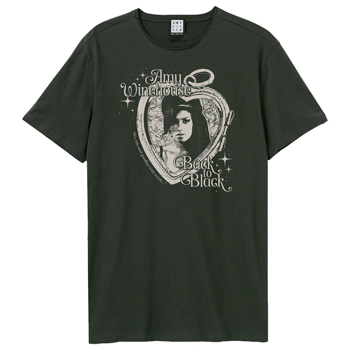 Charcoal - Front - Amy Winehouse Unisex Adult Heart Frame T-Shirt