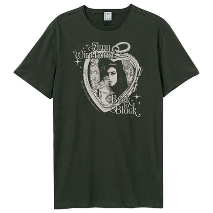 Charcoal - Front - Amy Winehouse Unisex Adult Heart Frame T-Shirt