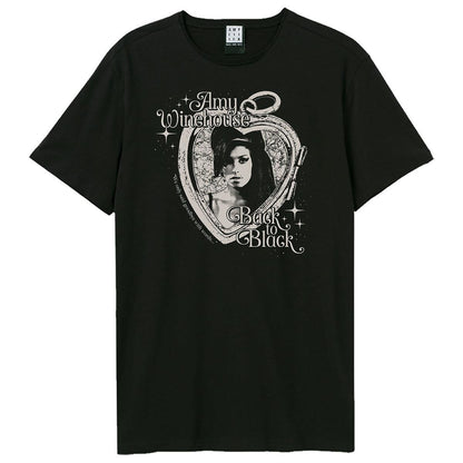 Black - Front - Amy Winehouse Unisex Adult Heart Frame T-Shirt
