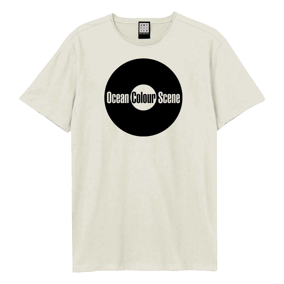 Vintage White - Front - Amplified Unisex Adult Black Record Ocean Colour Scene T-Shirt