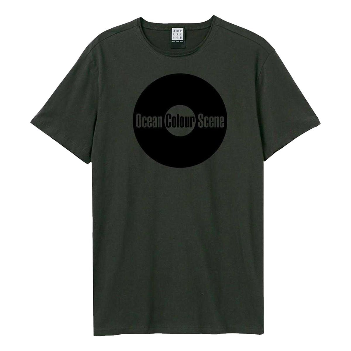Charcoal - Front - Amplified Unisex Adult Black Record Ocean Colour Scene T-Shirt