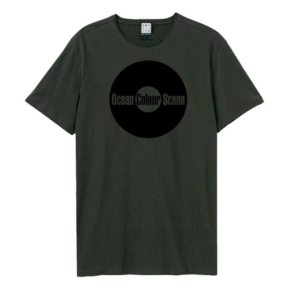 Charcoal - Front - Amplified Unisex Adult Black Record Ocean Colour Scene T-Shirt