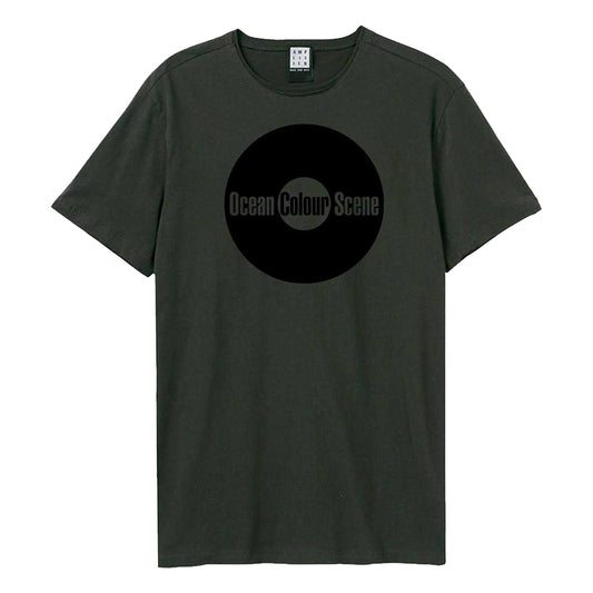 Charcoal - Front - Amplified Unisex Adult Black Record Ocean Colour Scene T-Shirt