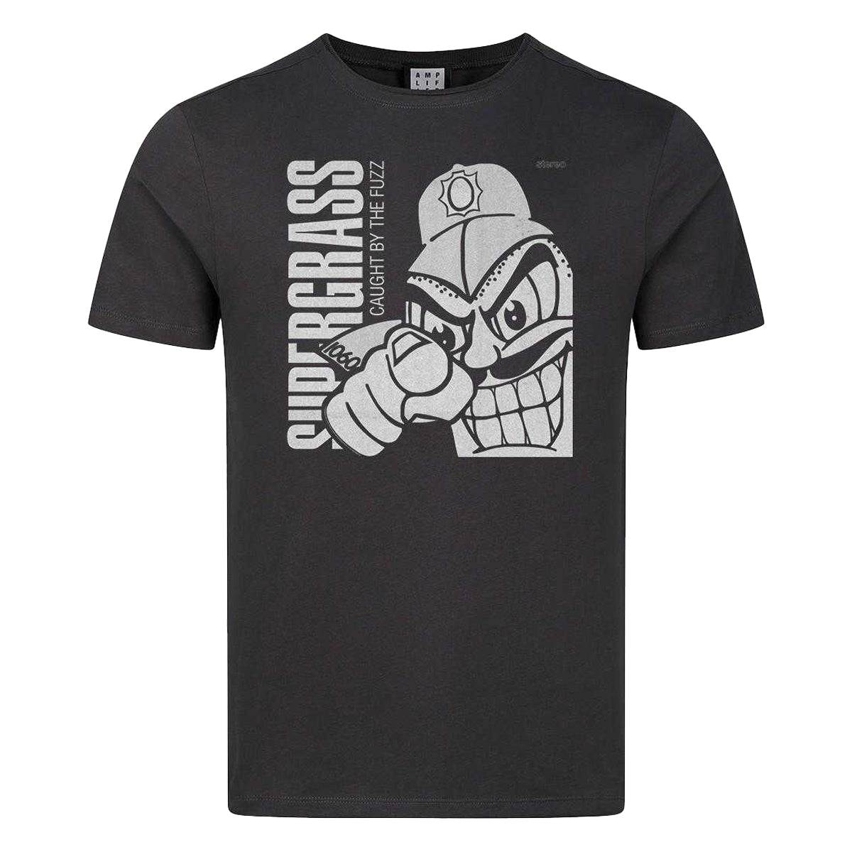 Charcoal - Front - Amplified Unisex Adult Fuzz Supergrass T-Shirt