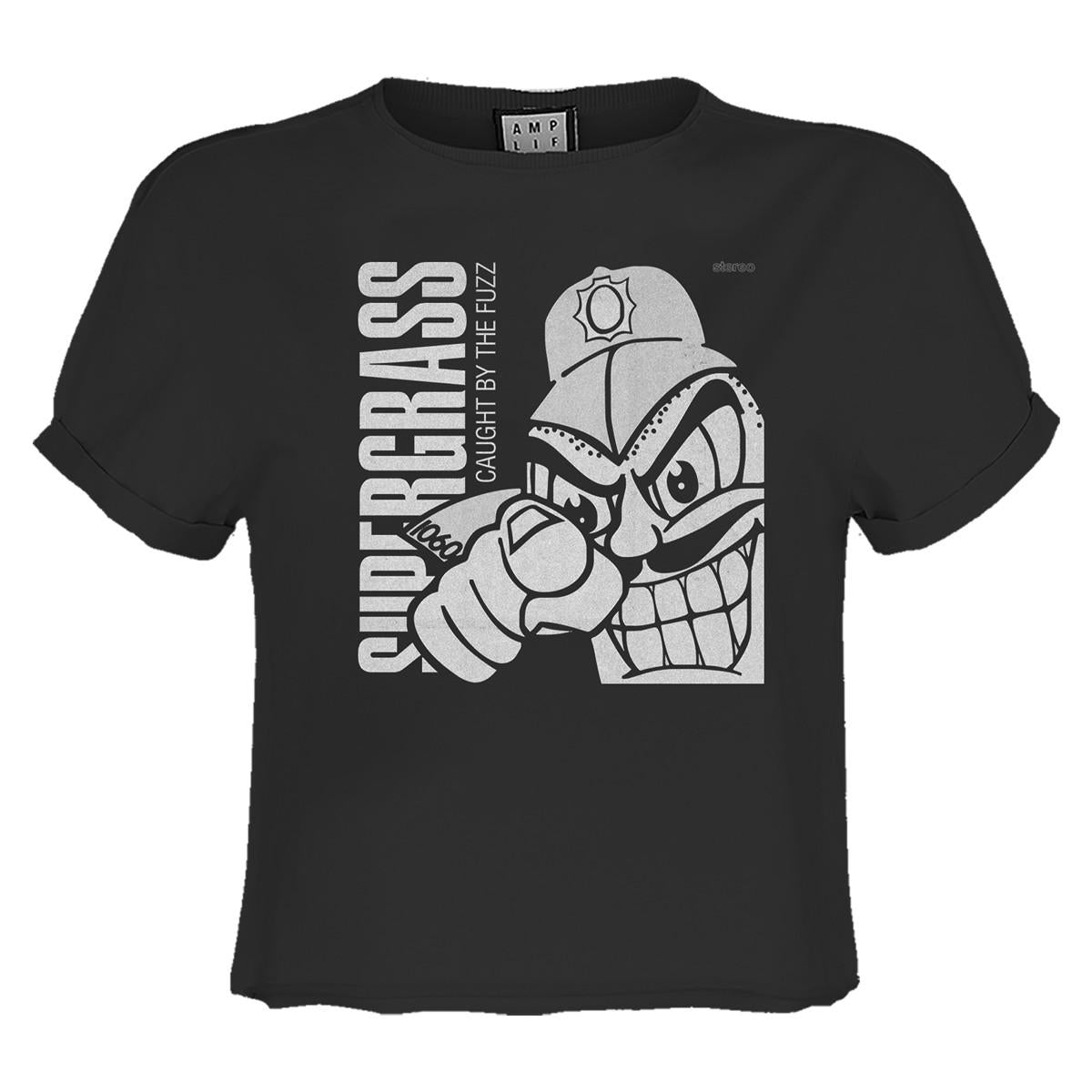 Charcoal - Front - Amplified Womens-Ladies Supergrass Crop Top