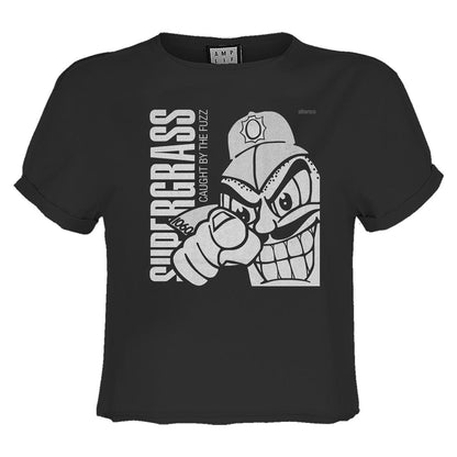 Charcoal - Front - Amplified Womens-Ladies Supergrass Crop Top