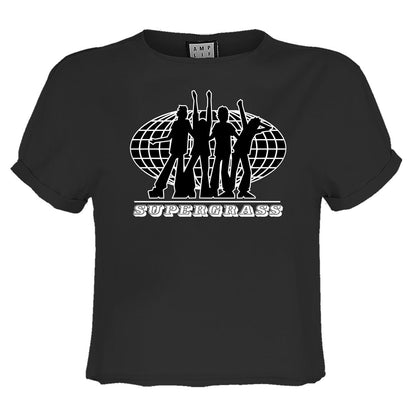 Charcoal - Front - Amplified Womens-Ladies Supergrass 25th Anniversary Crop Top