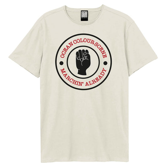 Vintage White - Front - Amplified Unisex Adult Marchin Ocean Colour Scene T-Shirt