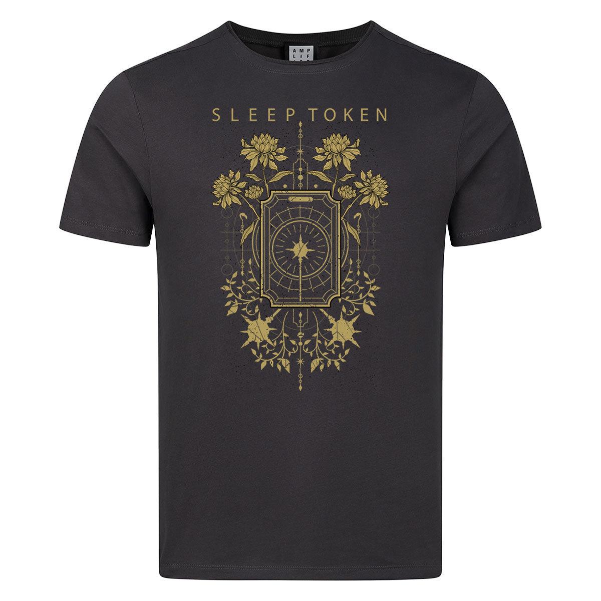 Charcoal - Front - Amplified Unisex Adult Caramel Floral Sleep Token T-Shirt