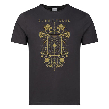 Charcoal - Front - Amplified Unisex Adult Caramel Floral Sleep Token T-Shirt