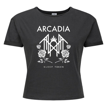 Charcoal - Front - Amplified Womens-Ladies Arcadia Sleep Token Crop Top