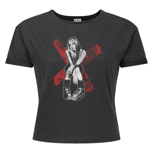 Charcoal - Front - Amplified Womens-Ladies Under My Skin Avril Lavigne Crop Top