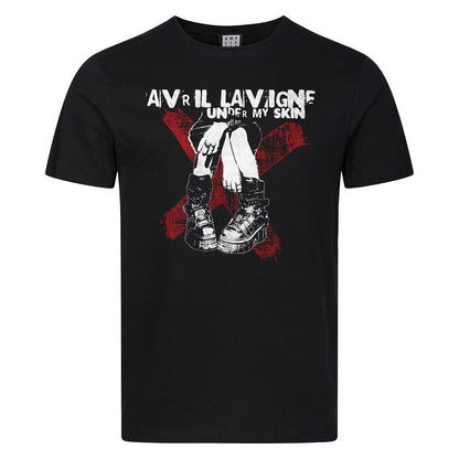 Black - Front - Amplified Unisex Adult Under My Skin Boots Avril Lavigne T-Shirt