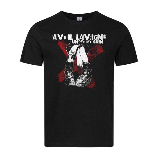 Black - Front - Amplified Unisex Adult Under My Skin Boots Avril Lavigne T-Shirt