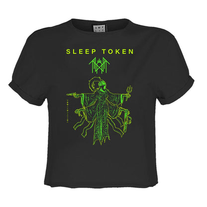 Charcoal - Front - Amplified Womens-Ladies Sleep Token Bl Poster Crop Top