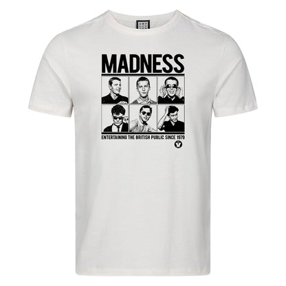 Vintage White - Front - Amplified Unisex Adult Entertaining The British Public 1979 Madness T-Shirt