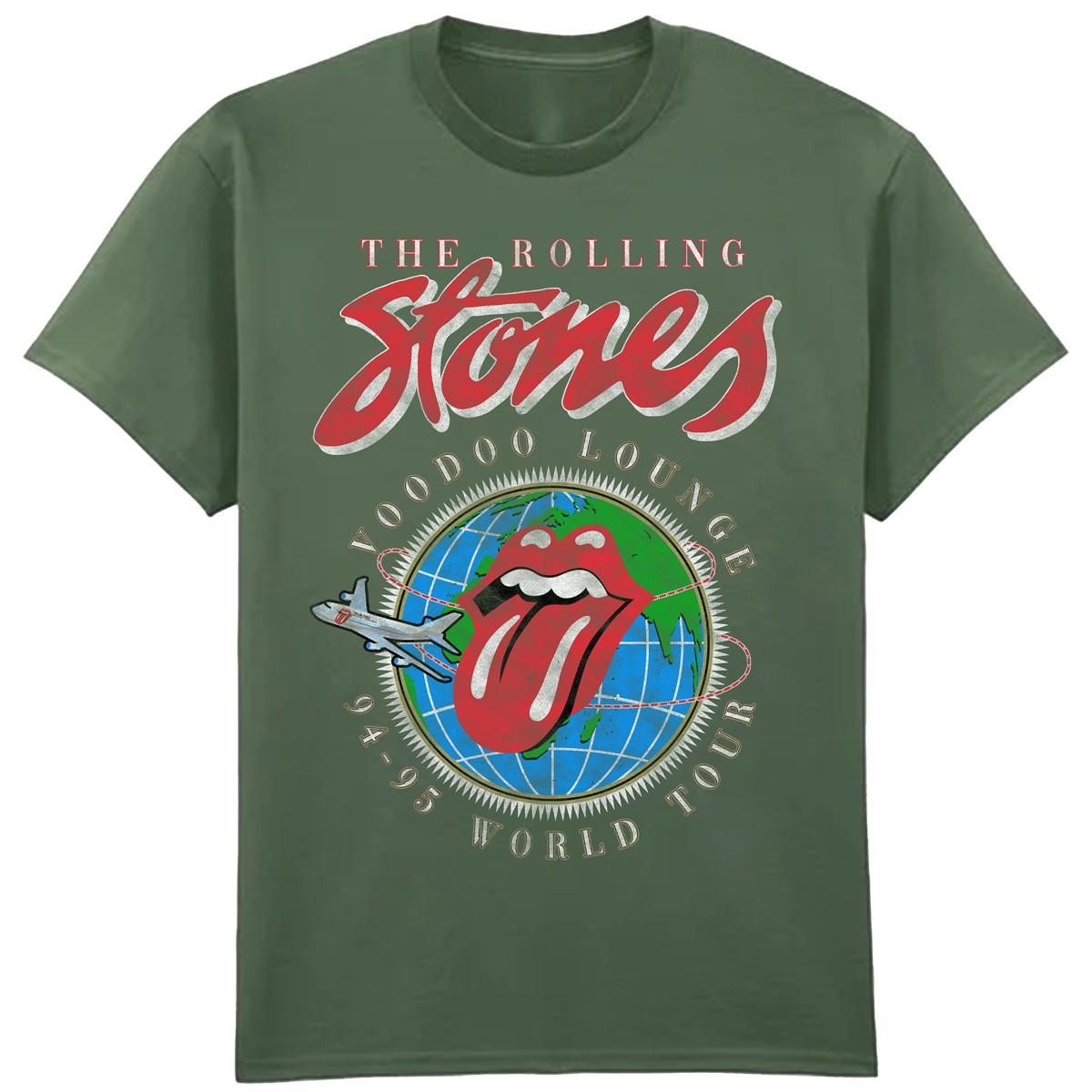 Military Green - Front - Amplified Unisex Adult Voodoo Lounge World Tour The Rolling Stones T-Shirt