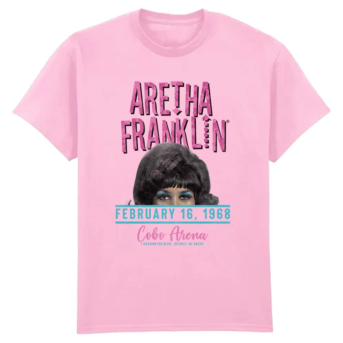 Light Pink - Front - Amplified Unisex Adult Cobo Arena Aretha Franklin T-Shirt