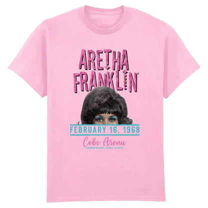 Light Pink - Front - Amplified Unisex Adult Cobo Arena Aretha Franklin T-Shirt