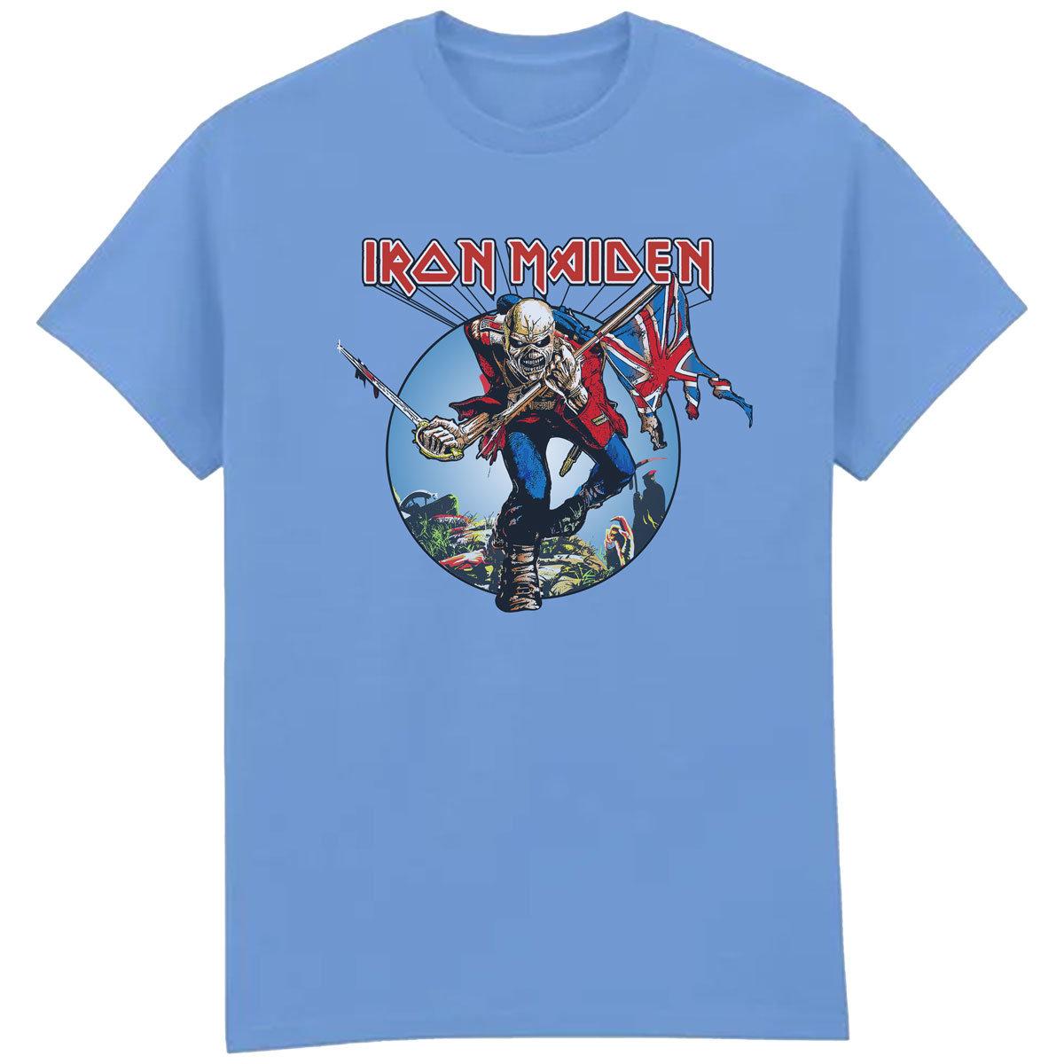 Carolina Blue - Front - Amplified Unisex Adult The Trooper Iron Maiden T-Shirt