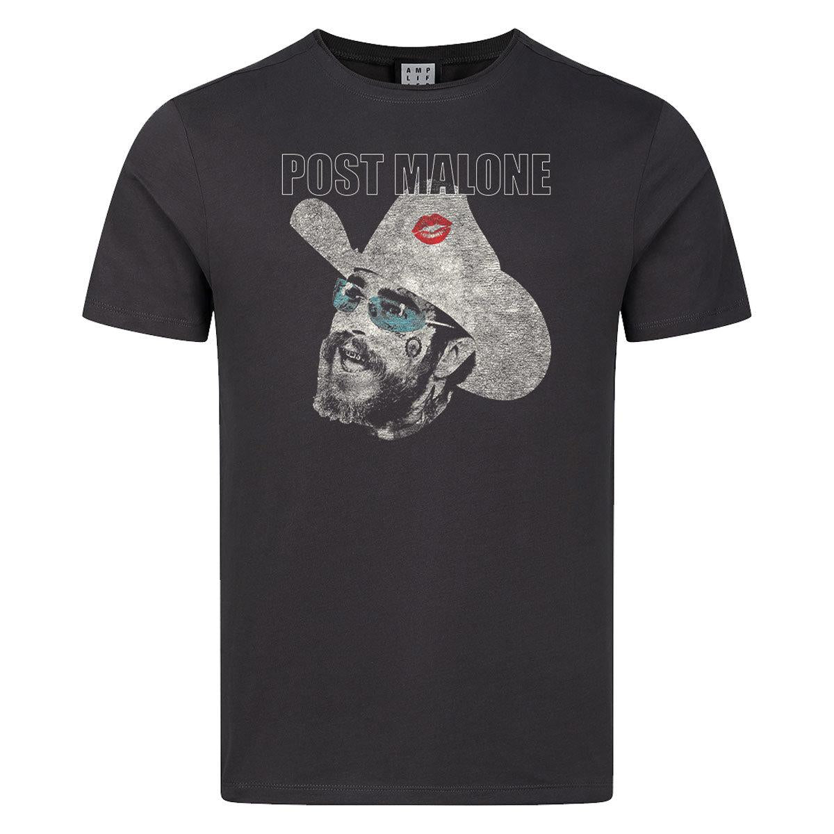 Charcoal - Front - Amplified Mens Cowboy Kiss Post Malone T-Shirt