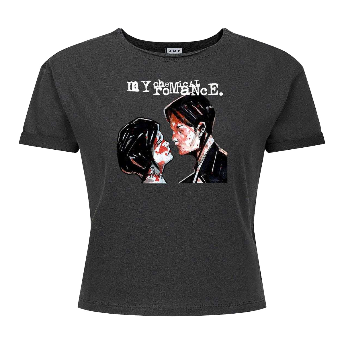 Charcoal - Front - Amplified Womens-Ladies Three Cheers My Chemical Romance Crop Top