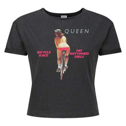 Charcoal - Front - Amplified Womens-Ladies Queen Crop Top