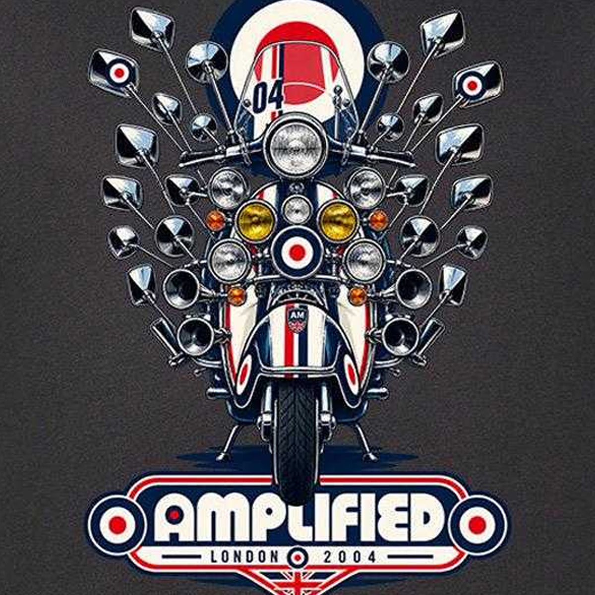 Charcoal - Side - Amplified Unisex Adult Scooter Mod Target T-Shirt