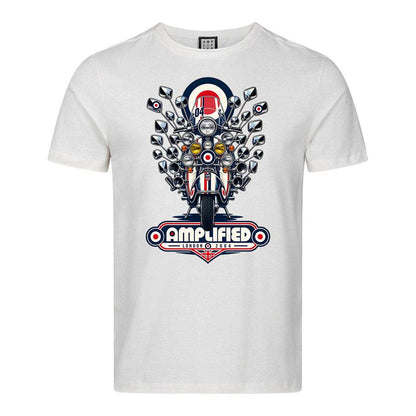 Vintage White - Front - Amplified Unisex Adult Scooter Mod Target T-Shirt